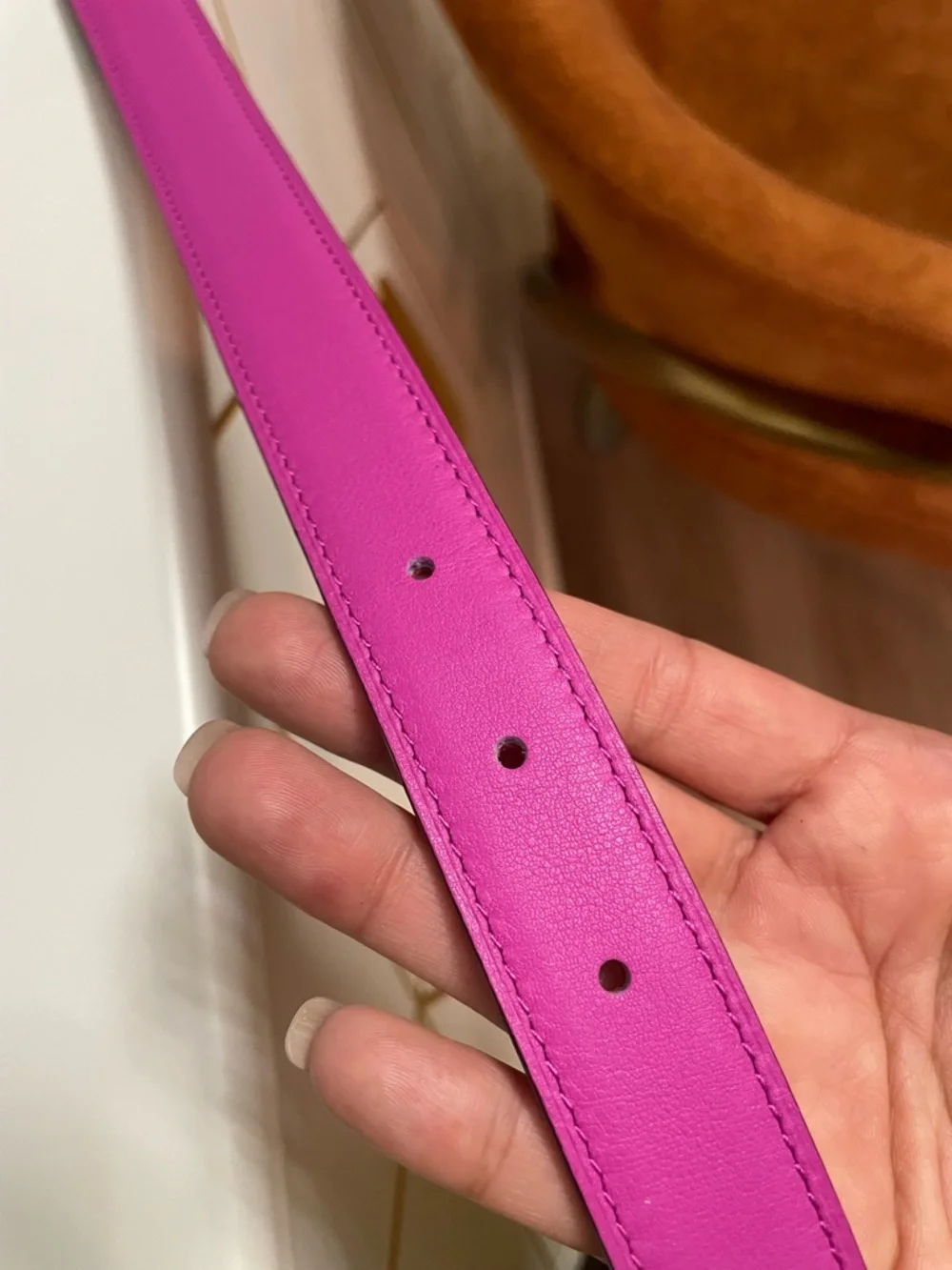 Hermes Red/plum duel sided Leather Belt - Picture 5 of 8